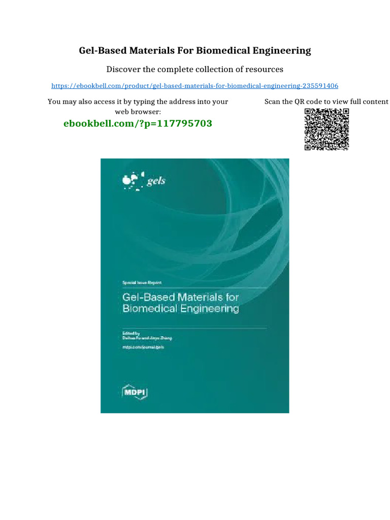 Gel-Based Materials For Biomedical Engineering Updated 2025 | PDF