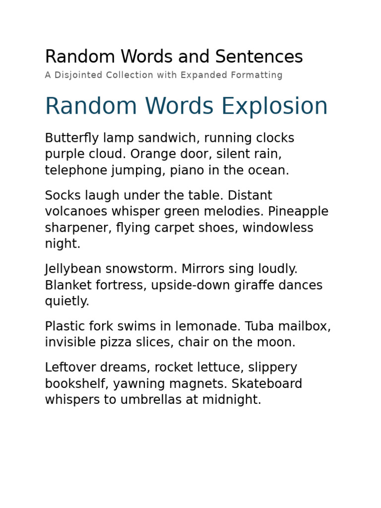Random Words and Sentences | PDF