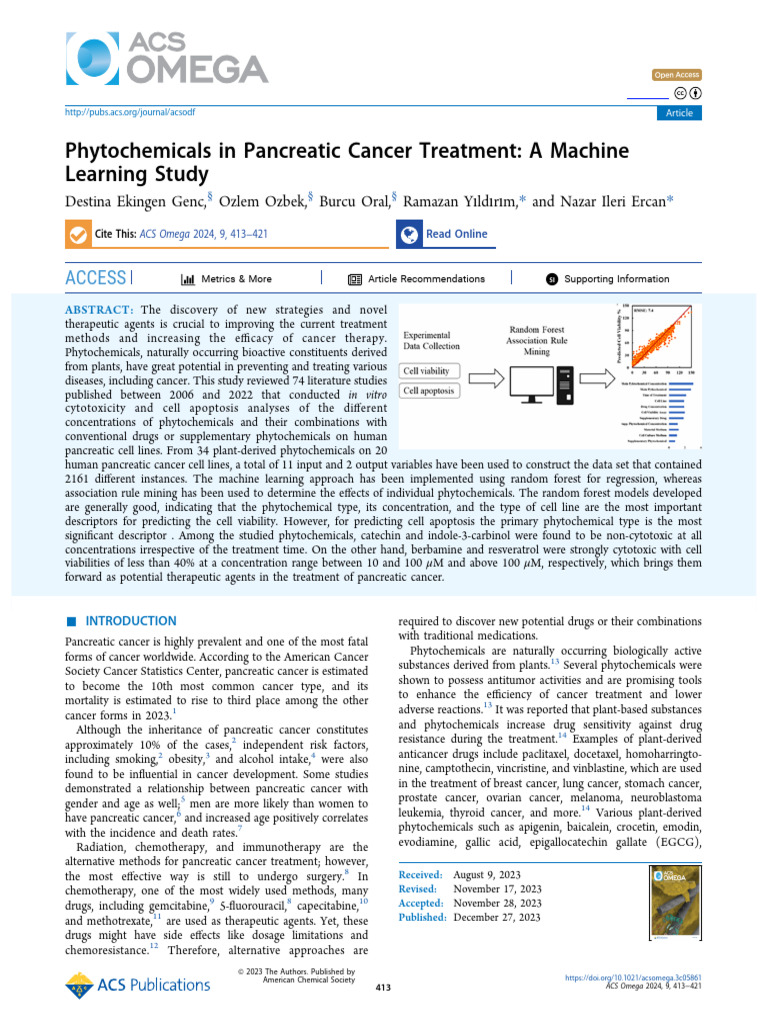 Genc Et Al 2023 Phytochemicals in Pancreatic Cancer Treatment A Machine ...