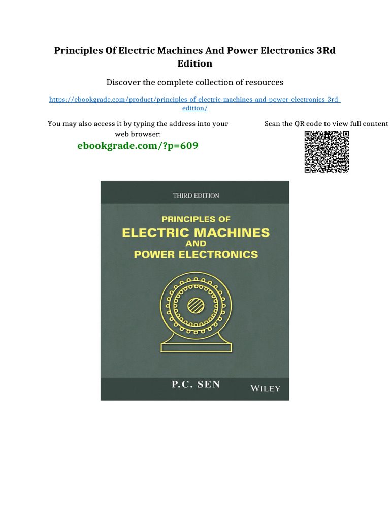 Principles of Electric Machines and Power Electronics 3rd Edition All ...