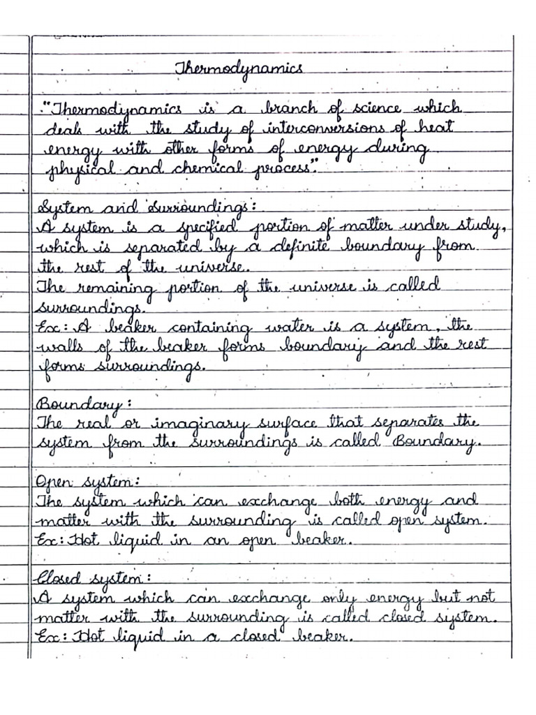 Thermodynamics Theory PUC NOTES | PDF