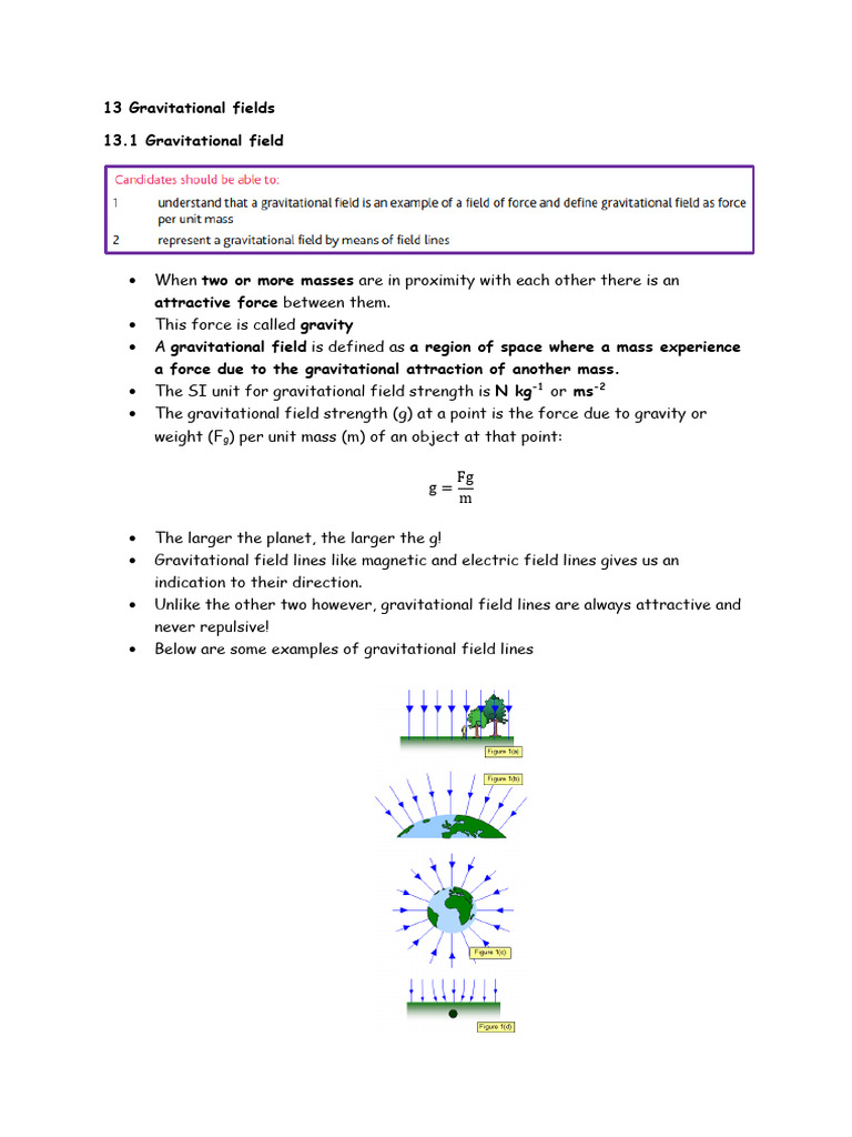 Chapter 13 Gravitational Fields Notes | PDF | Gravity | Force