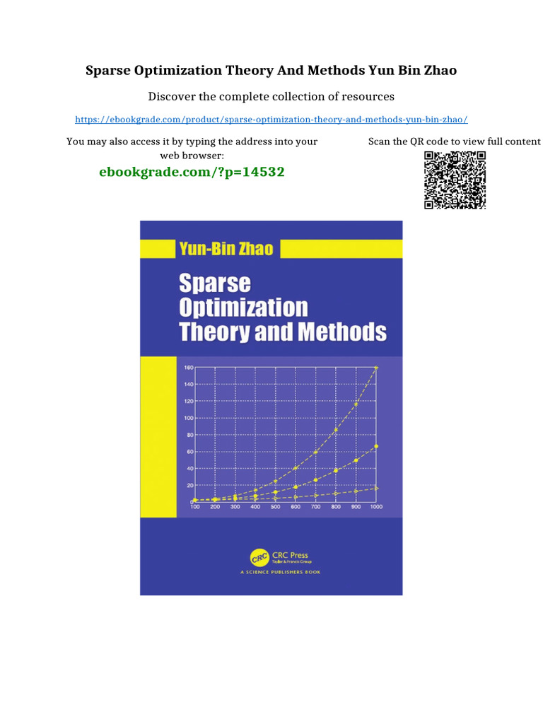 Sparse Optimization Theory and Methods Yun Bin Zhao Ready to Read | PDF ...