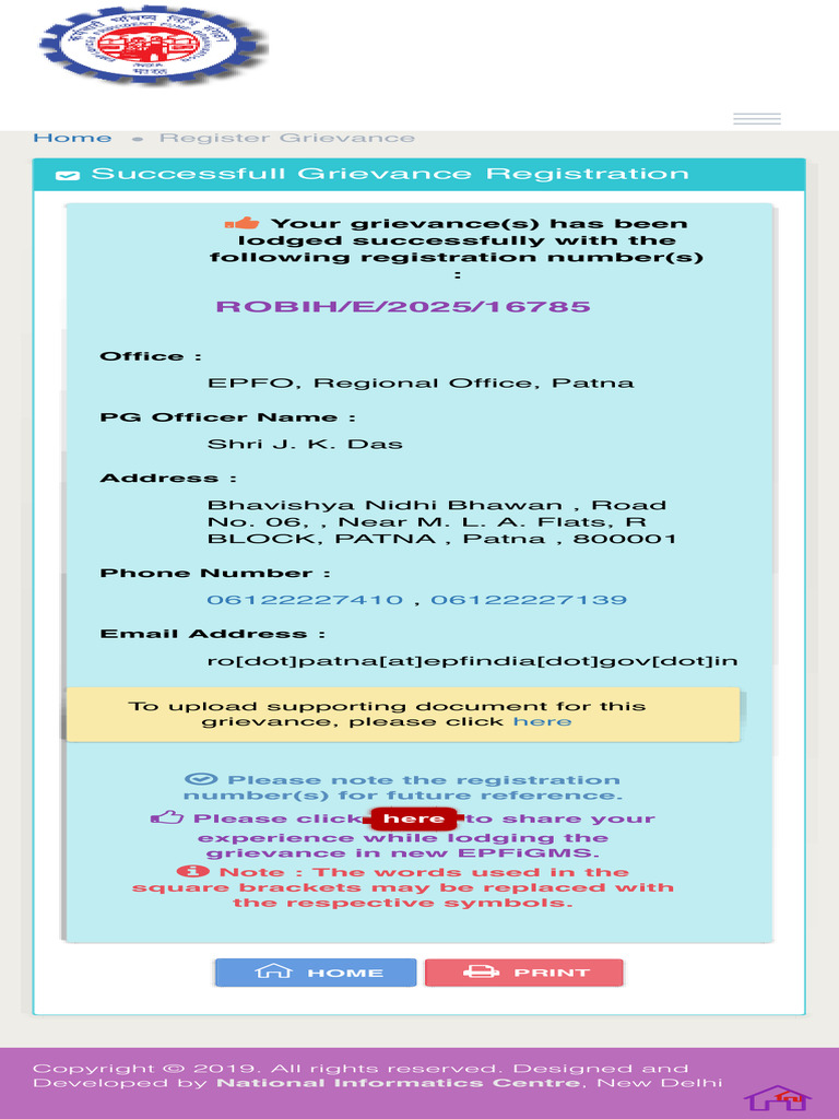 EPFiGMS Register Grievance | PDF