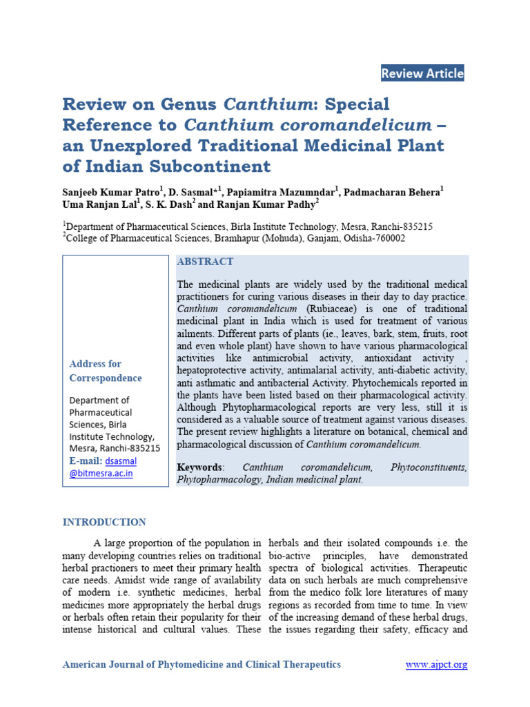 Review On Genus Canthium Special Referen | PDF | Hypoglycemia