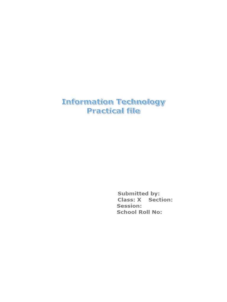 Information Technology Class 10 Practical File | PDF | Spreadsheet ...