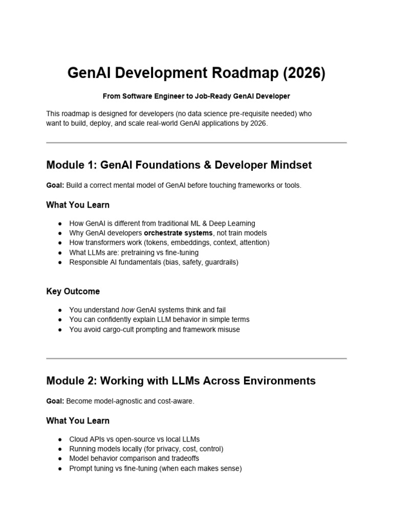 Ultimate GenAI Dev Roadmap 2026 | PDF | Artificial Intelligence ...