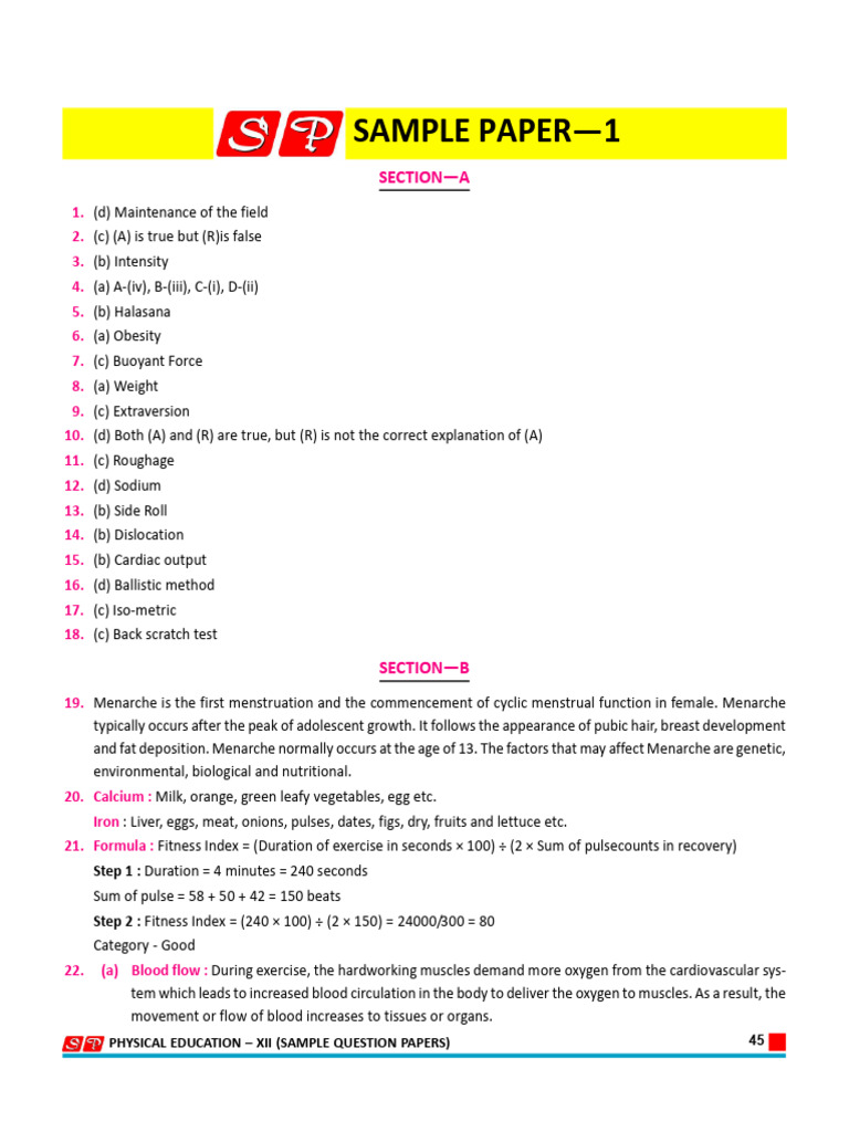 SP Physical 12 Sample Paper Answer | PDF | Carbohydrates | Fructose