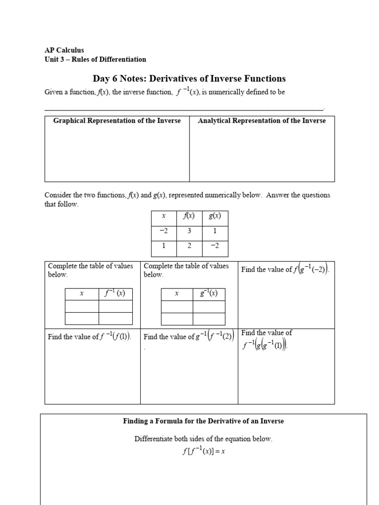Unit 3 - Day 6 - Notes Handout Assignment | PDF | Function (Mathematics ...