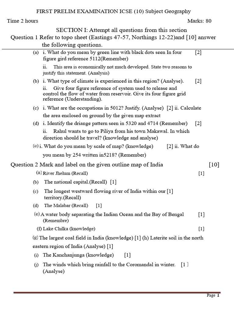 Practice Paper 3 Geography | PDF | Rain | Irrigation
