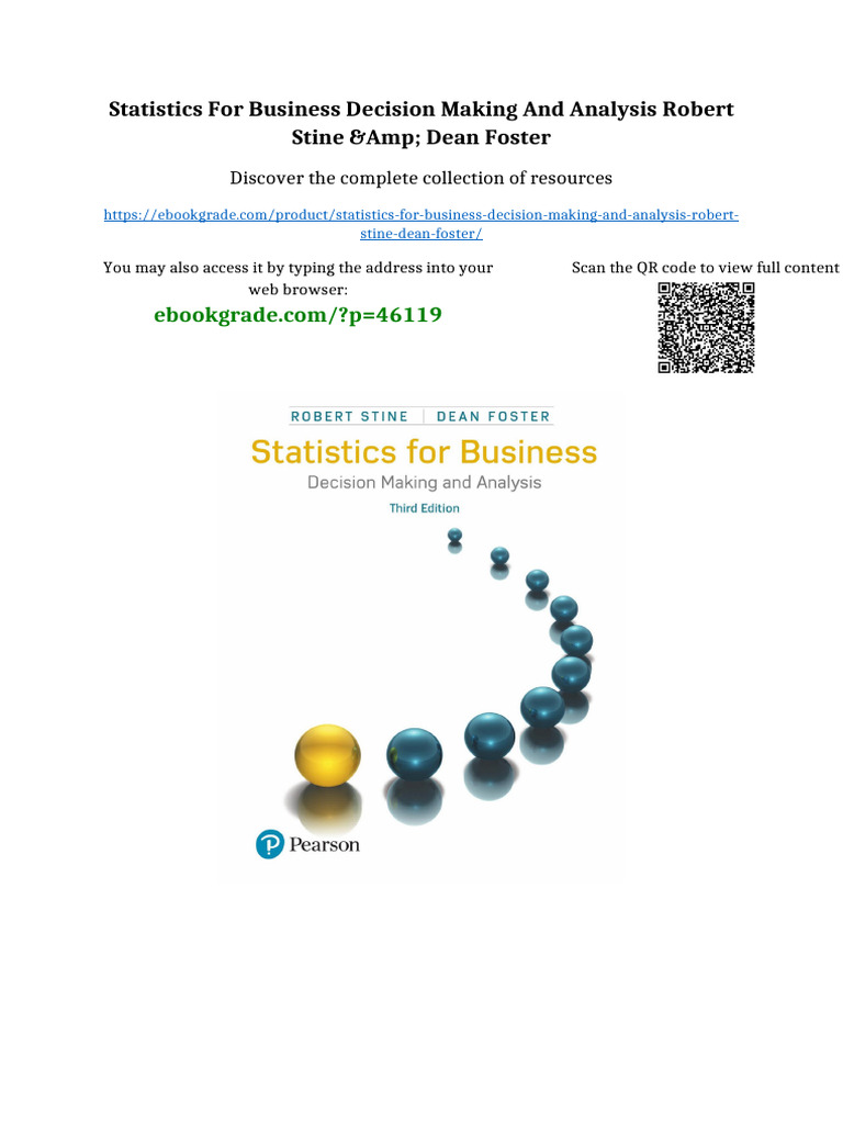 Statistics for Business: Decision Making and Analysis: Pearson New International Edition [ペーパーバック] Stine， Robert; Foster， Dean Amazon.com: Statistics for Business: Decision Making and Analysis