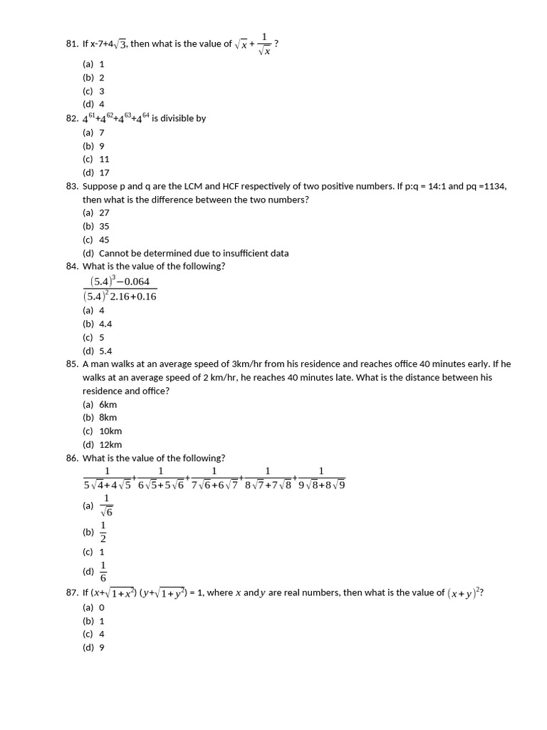 MAth - Answer (1) | PDF | Area | Arithmetic