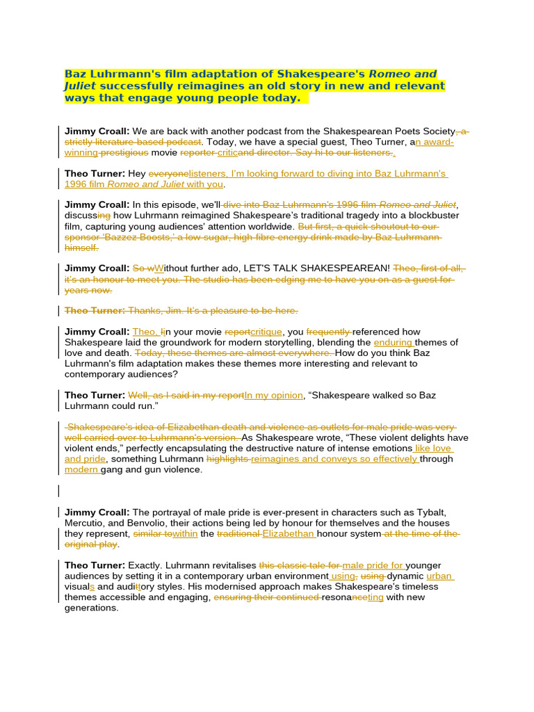 English Draft - FT Edits | PDF | Romeo And Juliet | William Shakespeare
