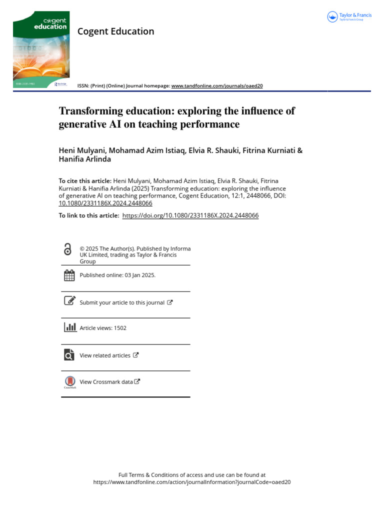 Transforming Education Exploring the Influence of Generative AI on ...