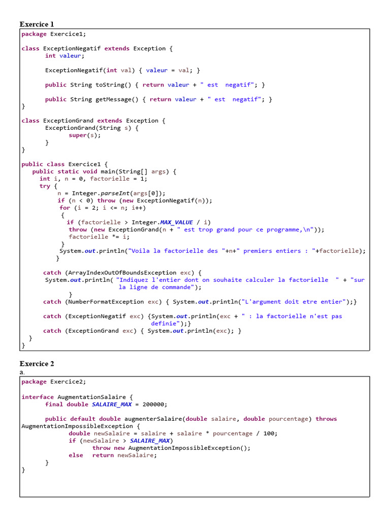 Corrigé N°1 | PDF | Java (Langage de programmation) | Programmation ...