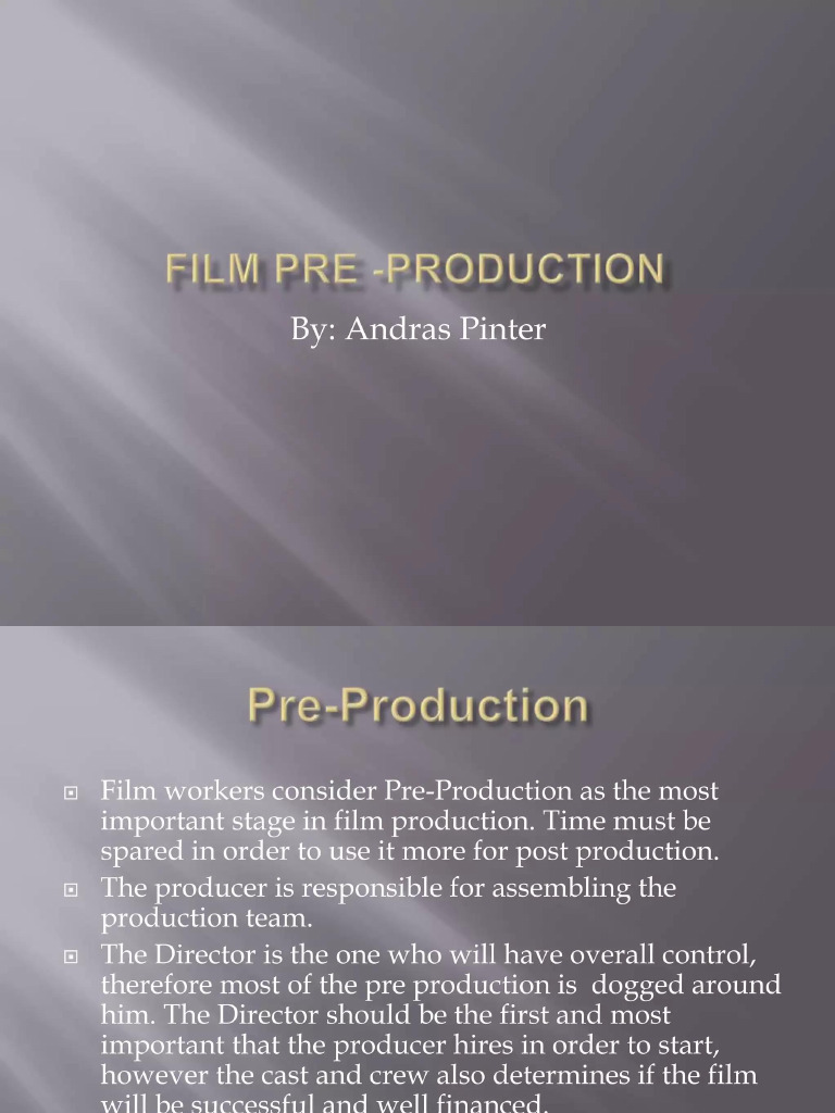 Film Pre - Production | PDF