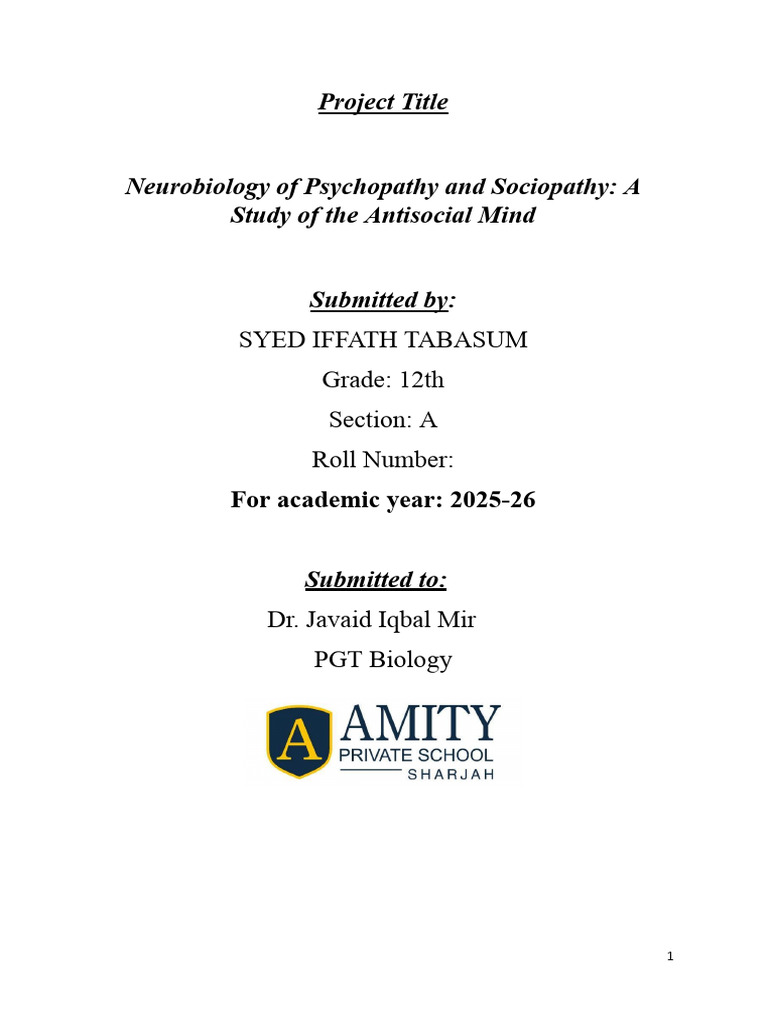 Iffath Project | PDF | Psychopathy | Antisocial Personality Disorder