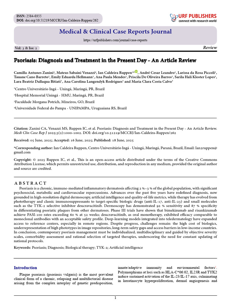 Psoriasis: Diagnosis and Treatment in The Present Day - An Article ...