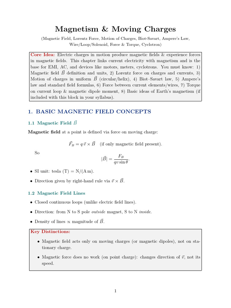Magnetism and Moving Charges - Copy | PDF | Magnetic Field | Force