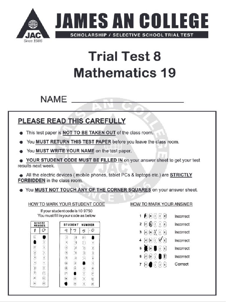 JAC Maths Test 19 | PDF