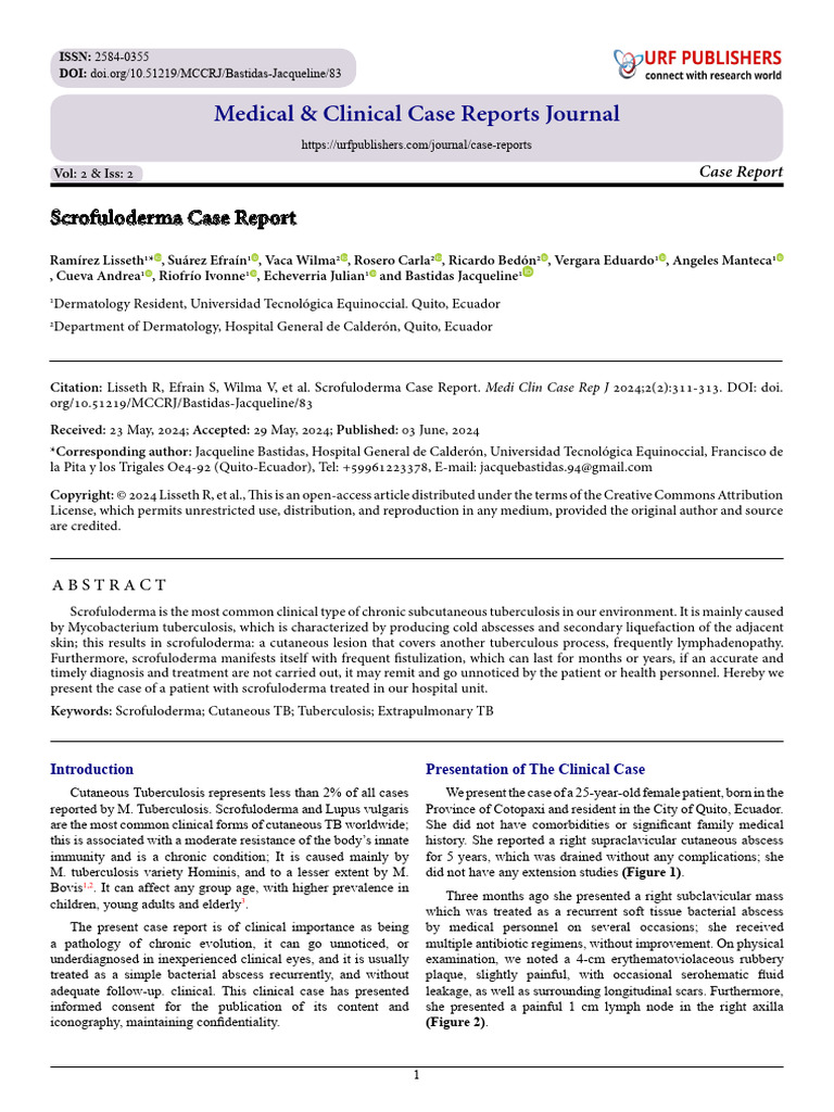 Scrofuloderma Case Report | PDF | Tuberculosis | Medical Specialties