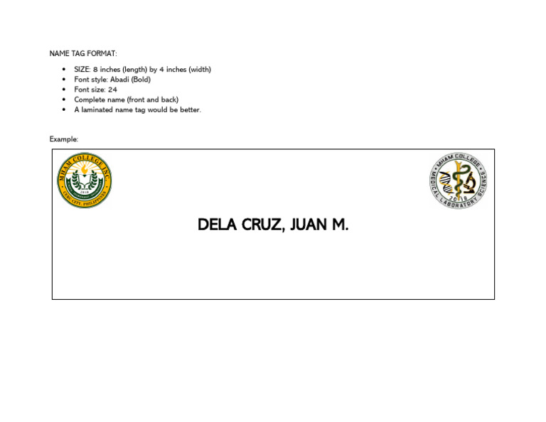 Name Tag Format | PDF
