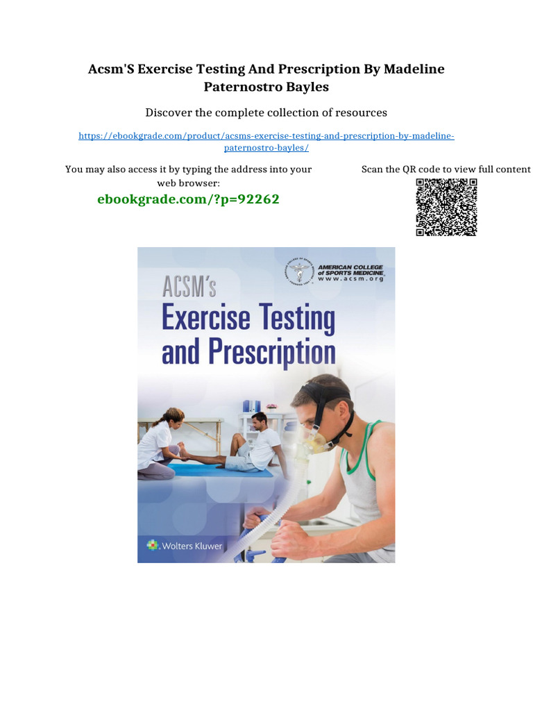 ACSM's Exercise Testing and Prescription by Madeline Paternostro Bayles ...