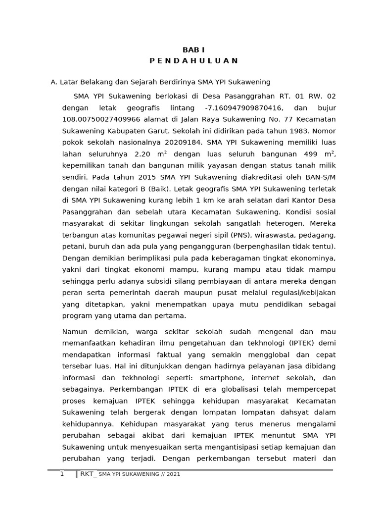 RKT Sma Ypi Sukawening 2021 | PDF
