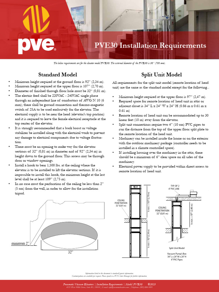 PVE30 Installation Requirements | PDF | Elevator | Electrical Engineering