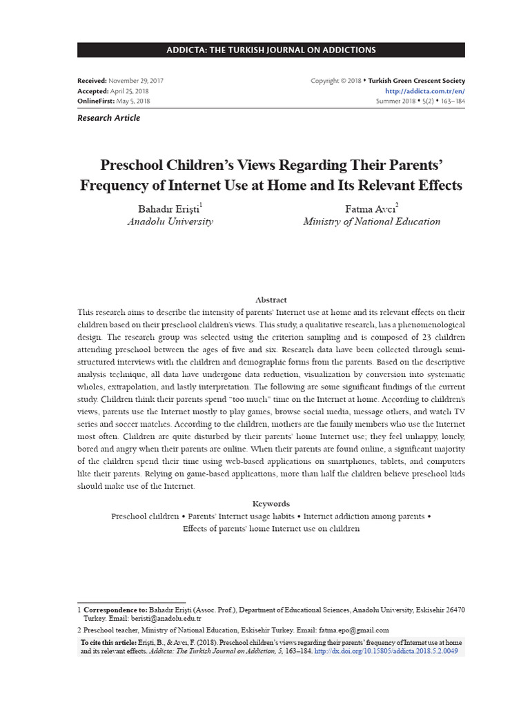 A1. Preschool Children's Views Regarding Their Parents' | PDF | Data ...