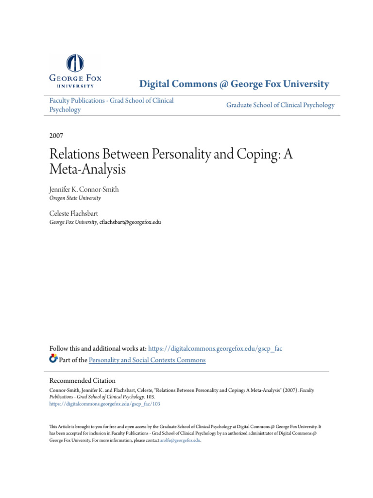 Relations Between Personality and Coping - A Meta-Analysis | PDF ...