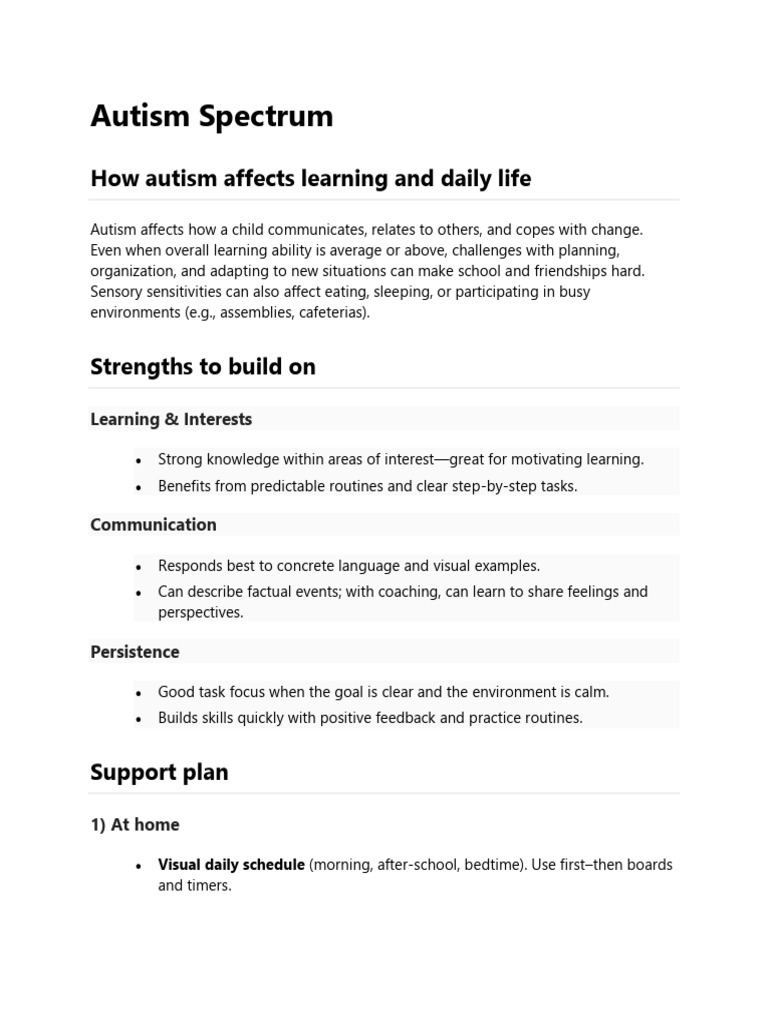 Helpful Strategies For Autism | PDF | Autism | Sleep