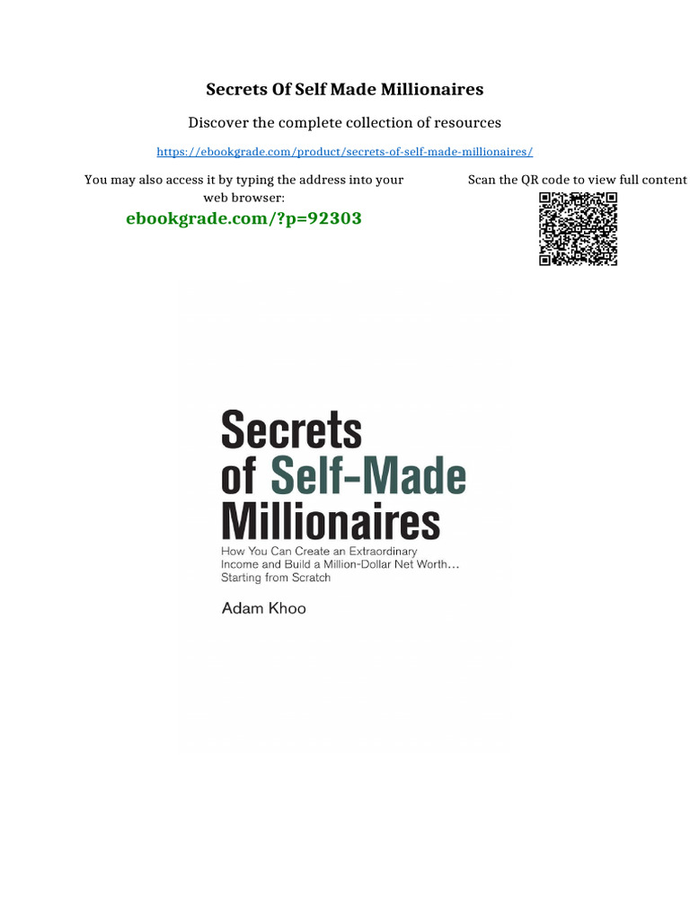 Secrets of Self Made Millionaires Online Version | PDF | Intellectual ...