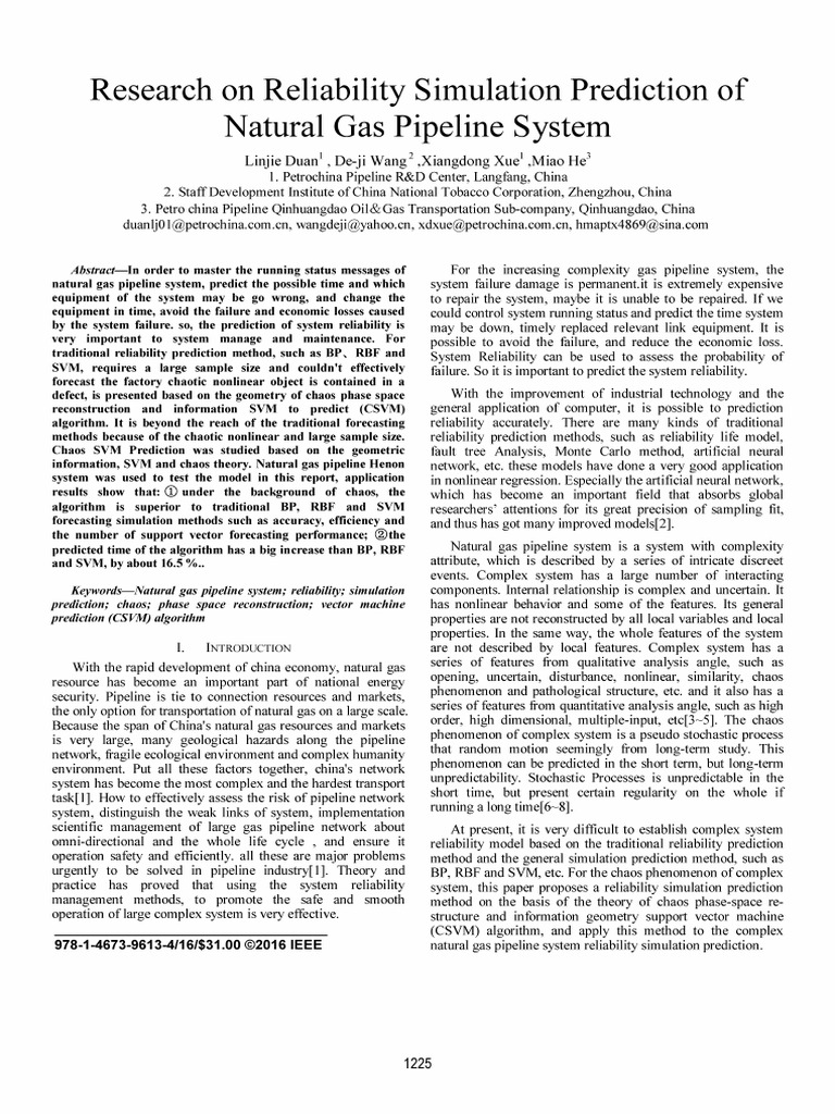 Research On Reliability Simulation Prediction of Natural Gas Pipeline ...