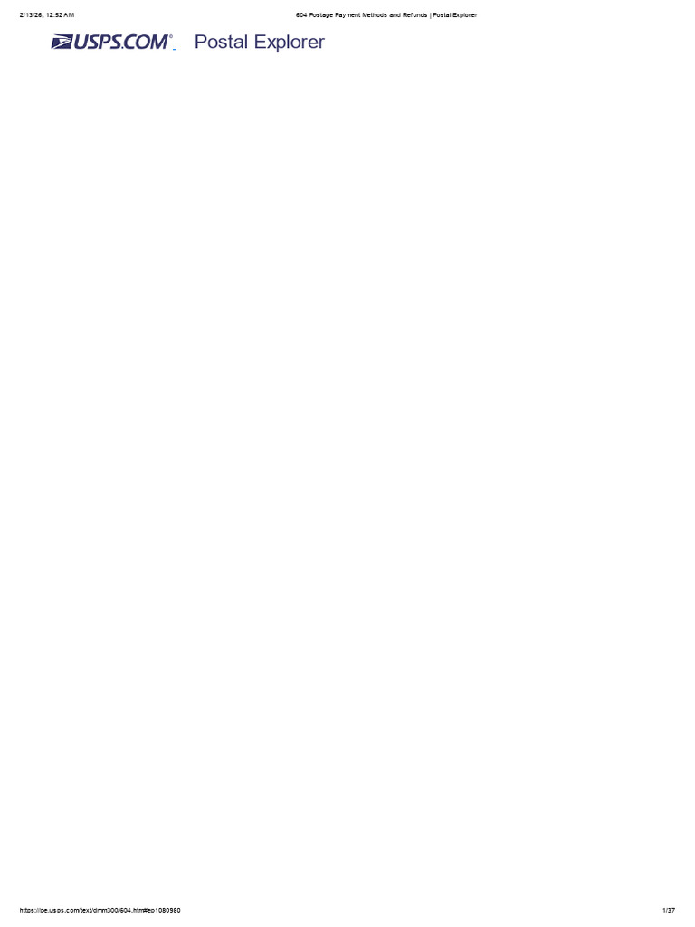 604 Postage Payment Methods and Refunds _ Postal Explorer | PDF ...