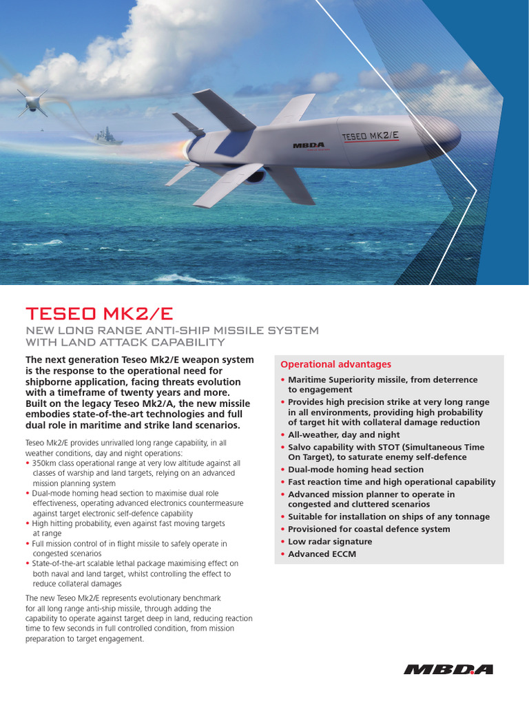 MBDA TESEO Mk2E Datasheet 2020 | PDF | Military Technology | Missile