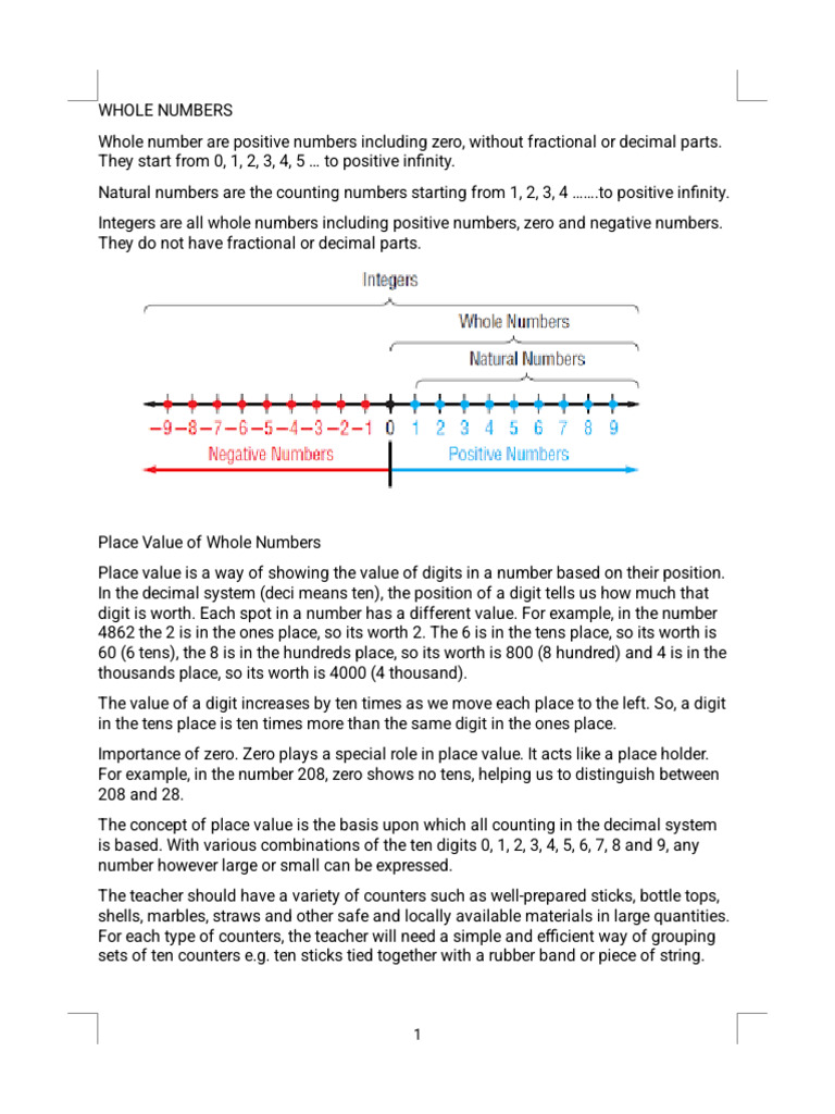 Whole Numbers Dte 1 | PDF | Integer | Numbers