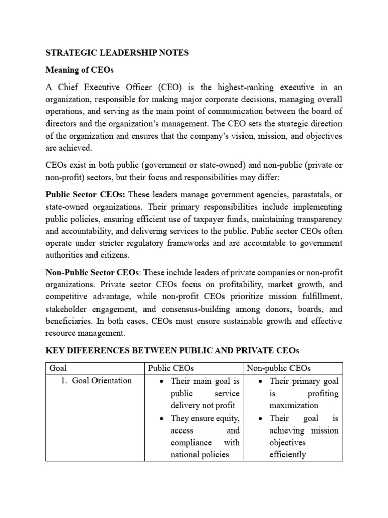 Strategic Leadership Notes | PDF | Strategic Management | Strategic ...