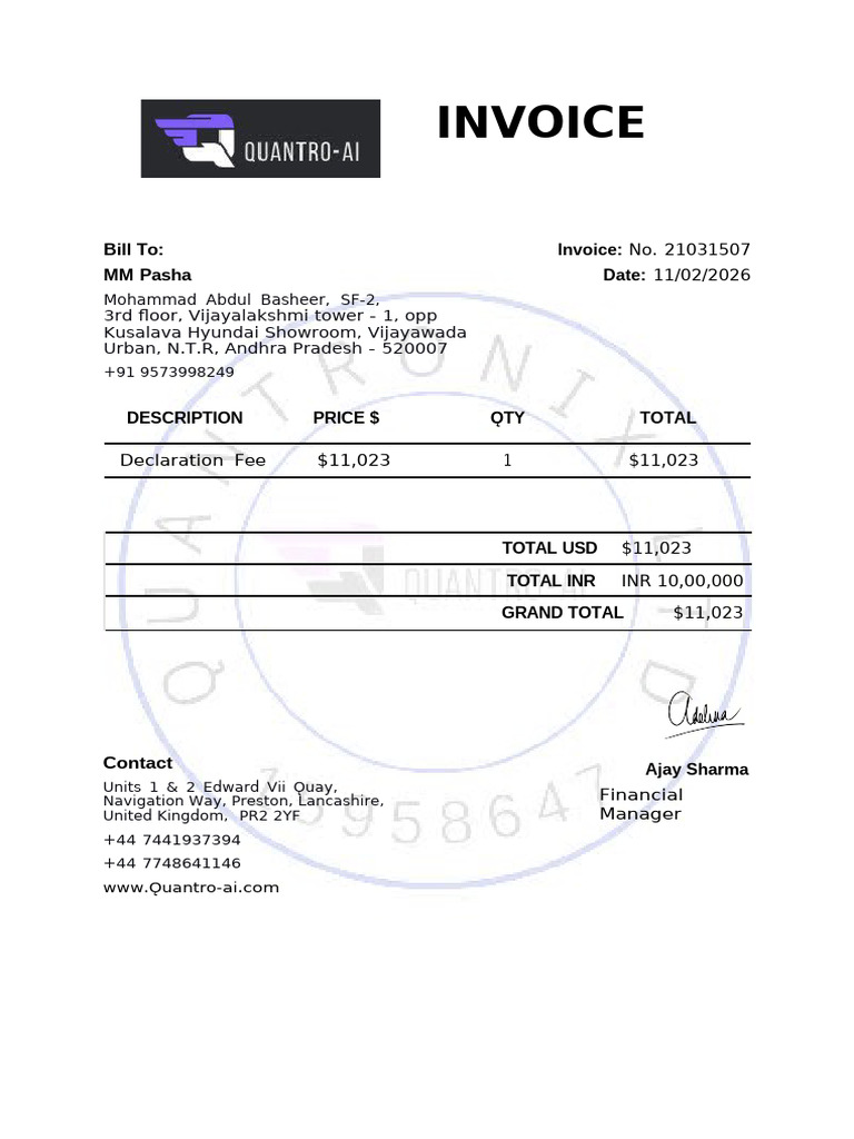 Invoice 21031507 | PDF