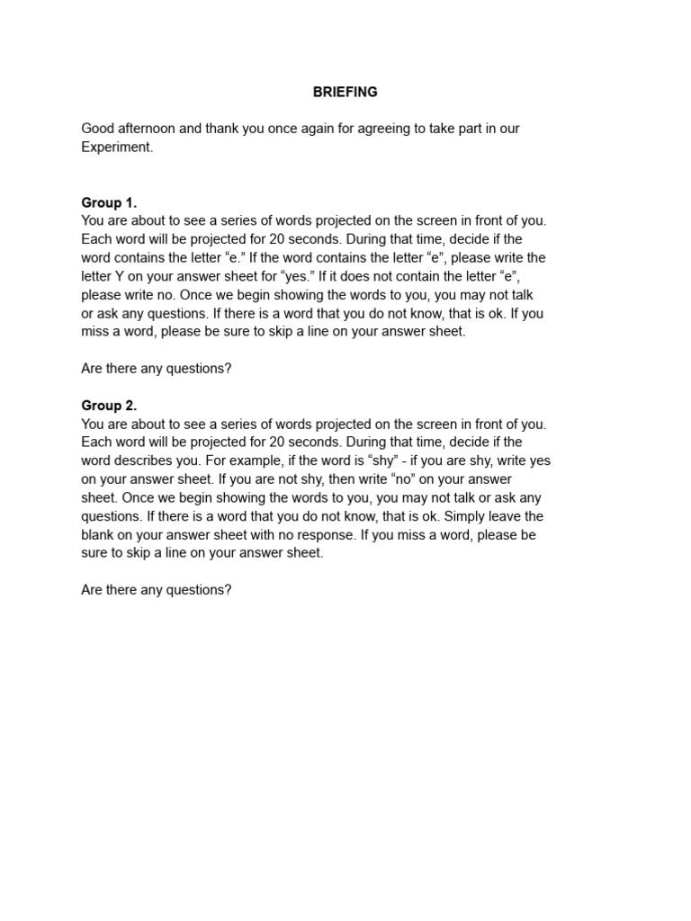 Briefing and Debriefing | PDF