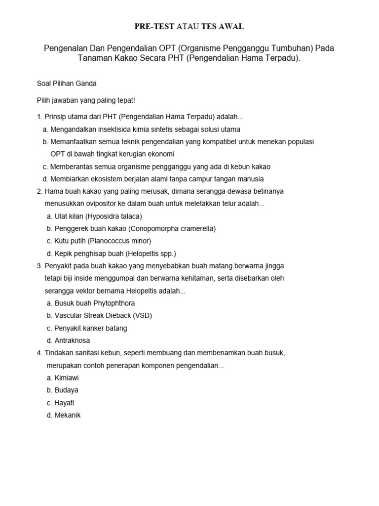 Pre Test | PDF