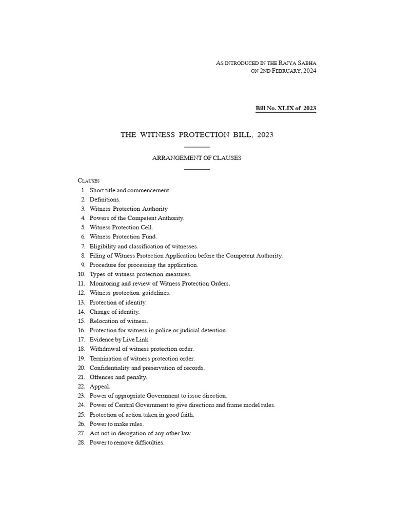 Witness Protectio Bill | PDF | Witness | Expense