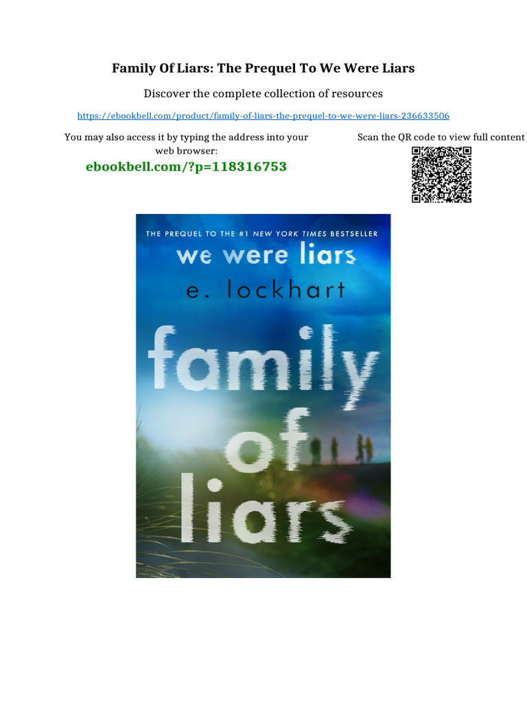 Family of Liars The Prequel To We Were Liars Full
