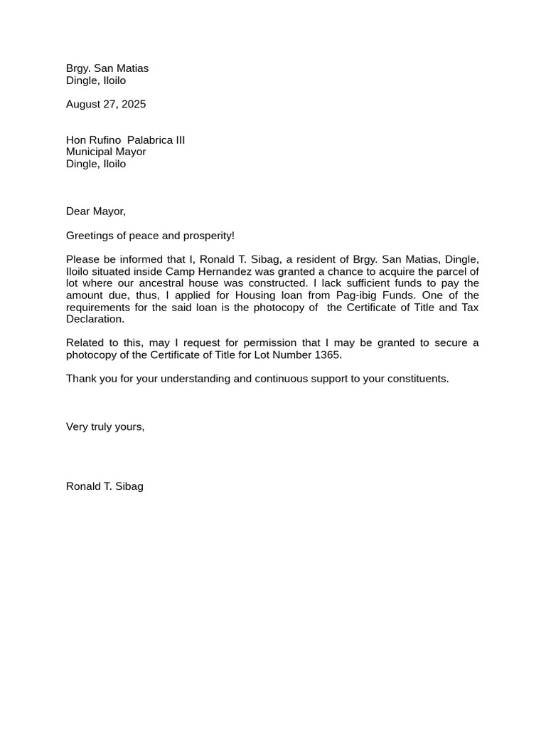 Letter To Mayor | PDF