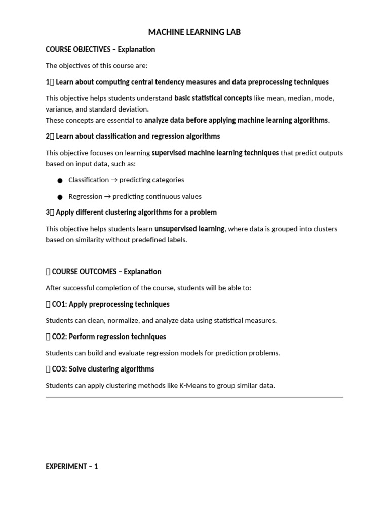 Machine Learning Lab Manual | PDF | Mode (Statistics) | Machine Learning
