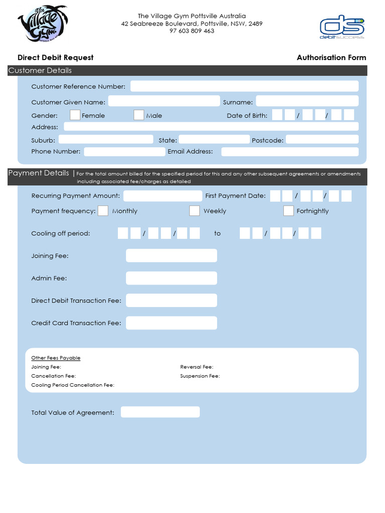 Direct Debit Form TVG | PDF | Debit Card | Credit Card