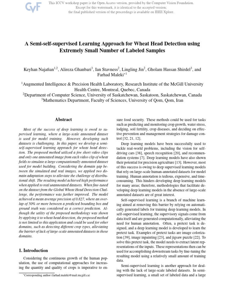 Najafian A Semi-Self-Supervised Learning Approach For Wheat Head ...