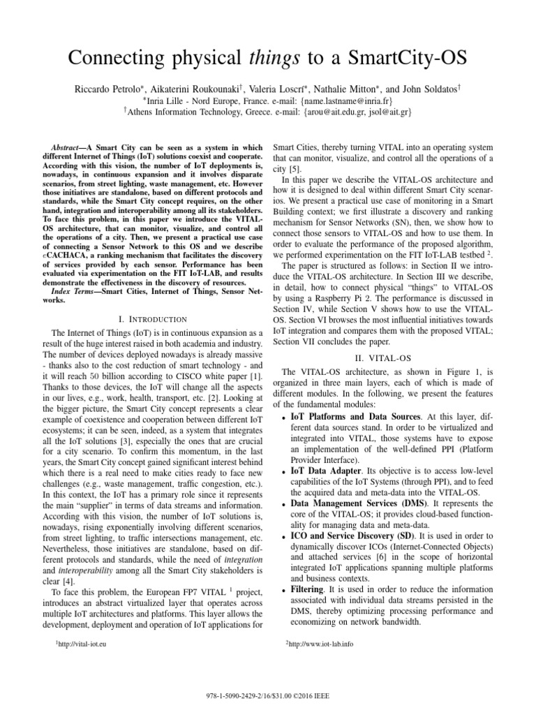 Smart City To Physical Things | PDF | Internet Of Things | Wireless ...