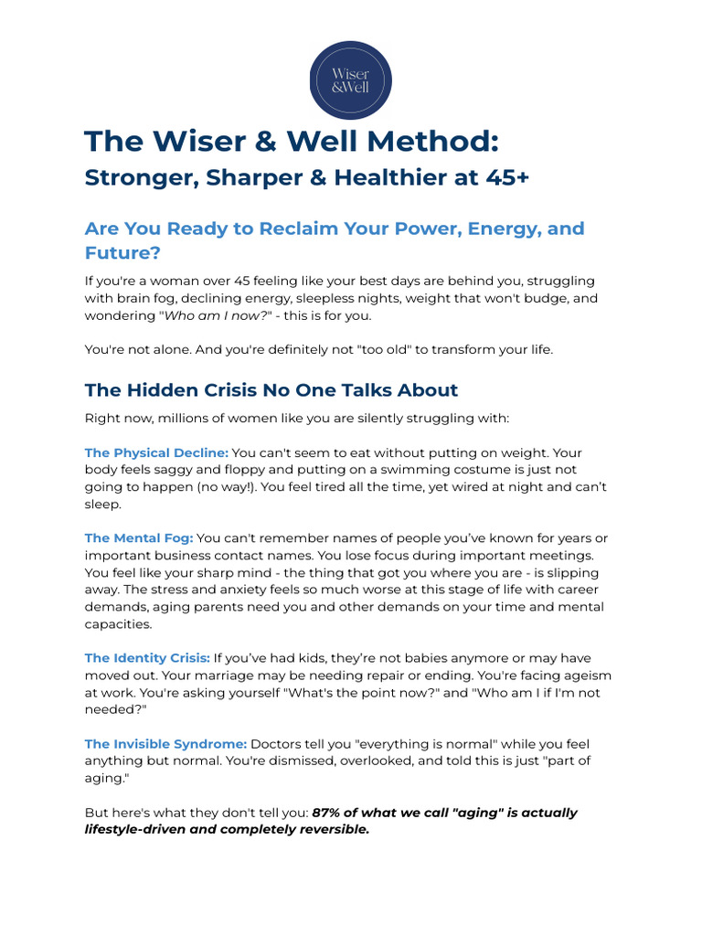The Wiser & Well Method - Stronger, Sharper & Healthier at 45 ...