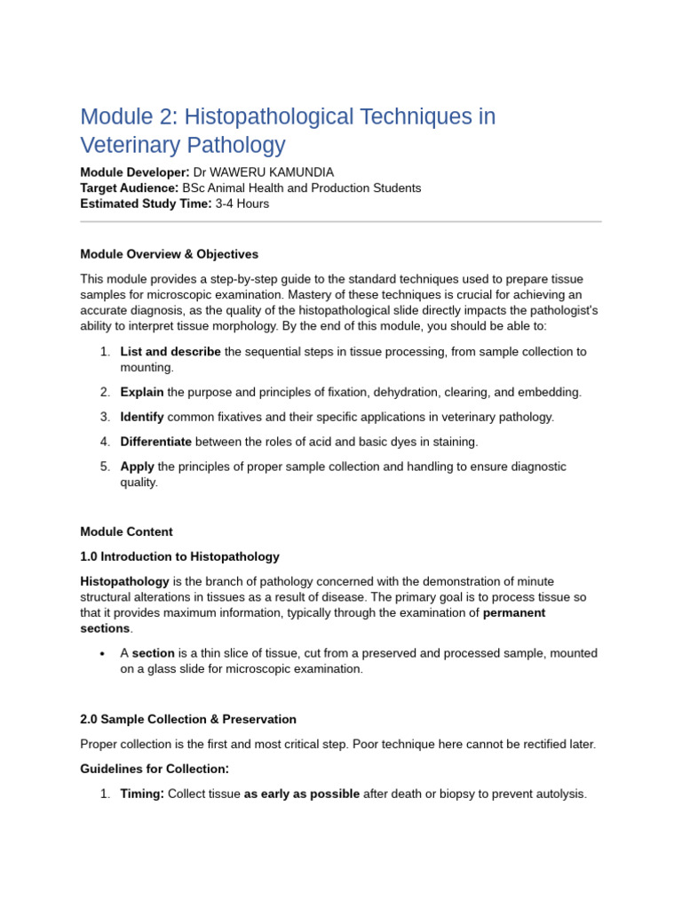 Module 2 Histopathological Techniques in Veterinary Pathology | PDF ...